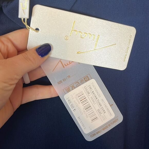 NWT Dark Blue Knee Length Loose Dress Tuay Guler - Picture 5 of 6